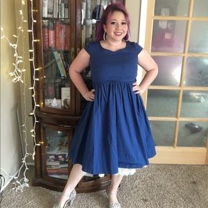 Lindy Bop blue vintage fit and flare swing dress